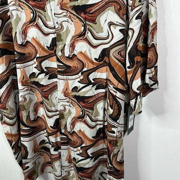 Johnny Bigg Men's 1XL Rust Marble Print Short Sleeve Button Down Shirt - Picture 3 of 6